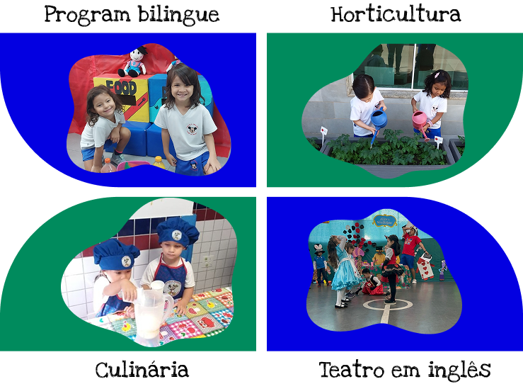 Crianças em atividade curricular na escola infantil Clube do Mickey em Perdizes